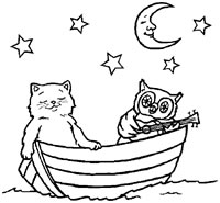 Puss in boat for your children to colour
